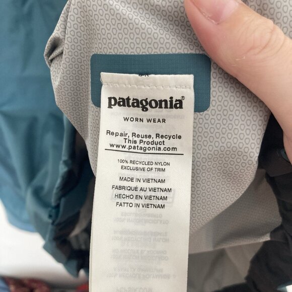 Patagonia Men’s Recycled Nylon Raincoat Teal Size 2XL - Picture 5 of 8